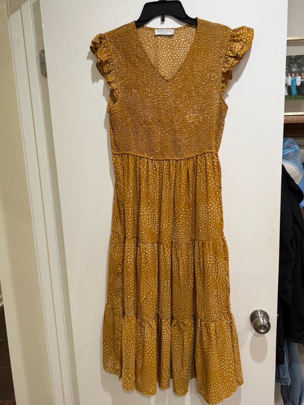 Mustard Dot Tiered Maxi Dress